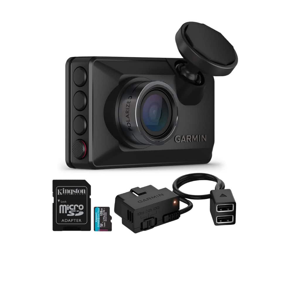 Garmin - Dash Cam X210 Bundle with Constant Power Cable and 128GB MicroSDXC Card
