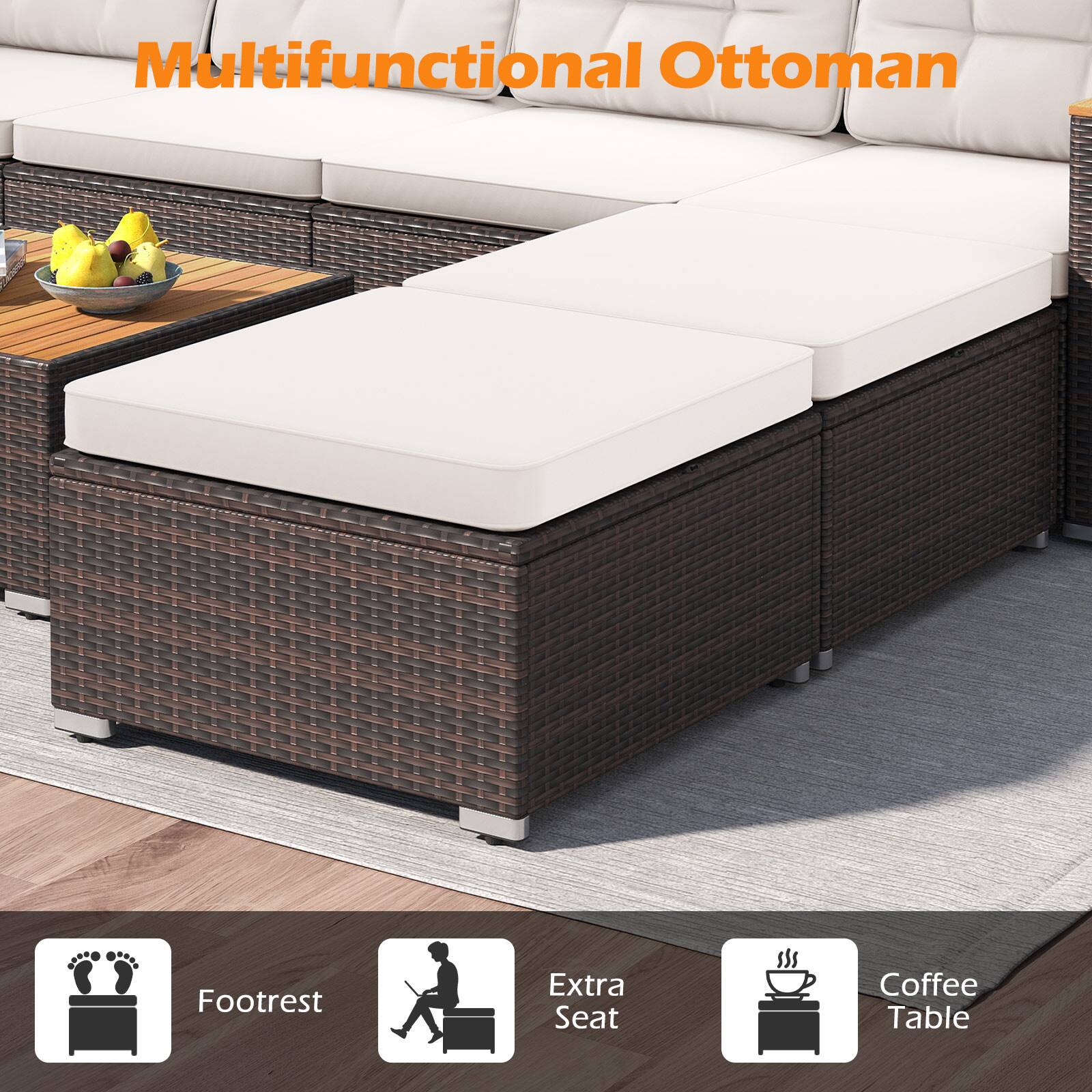 Multifunctional Ottoman

- Footrest
- Extra Seat
- Coffee Table