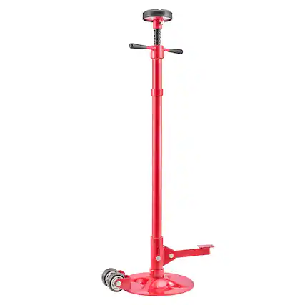 Front. VEVOR - Underhoist Support Stand, 3/4 Ton (1653 lbs) Capacity Under Hoist Jack Stand with Two Wheels, Lifting from 51.97" to 80" - Red.