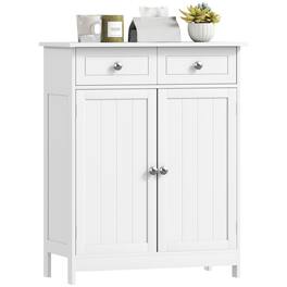 Kleankin - Bathroom Floor Cabinet, Wooden Bathroom Cabinet with 2 Doors - White