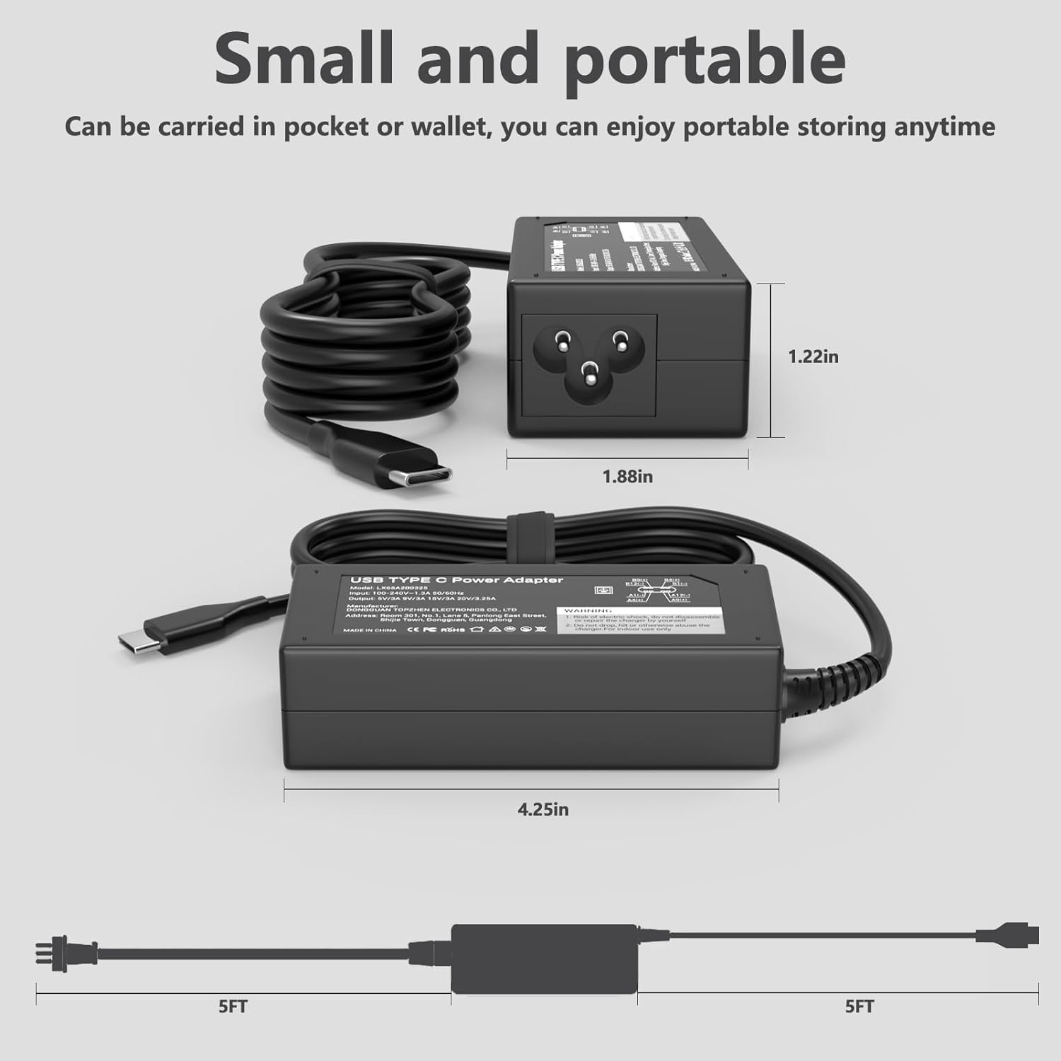 Small and portable  
Can be carried in pocket or wallet, you can enjoy portable storing anytime

1.22in  
1.88in  
USB TYPE C Power Adapter - Amasten: ESCINICAKEAJ - 100-240V~ 0.000 10/02/2018 ATIS shutters was SYUNDA 181/2/19 news ISA BERROLAN TOPZHES ELENTRONES en. LTD www.ratter Address - sen. . Parting Cashi COMPL Congguam Overygoling HAMON - FRIZALA RSHS

4.25in  
5FT  
5FT