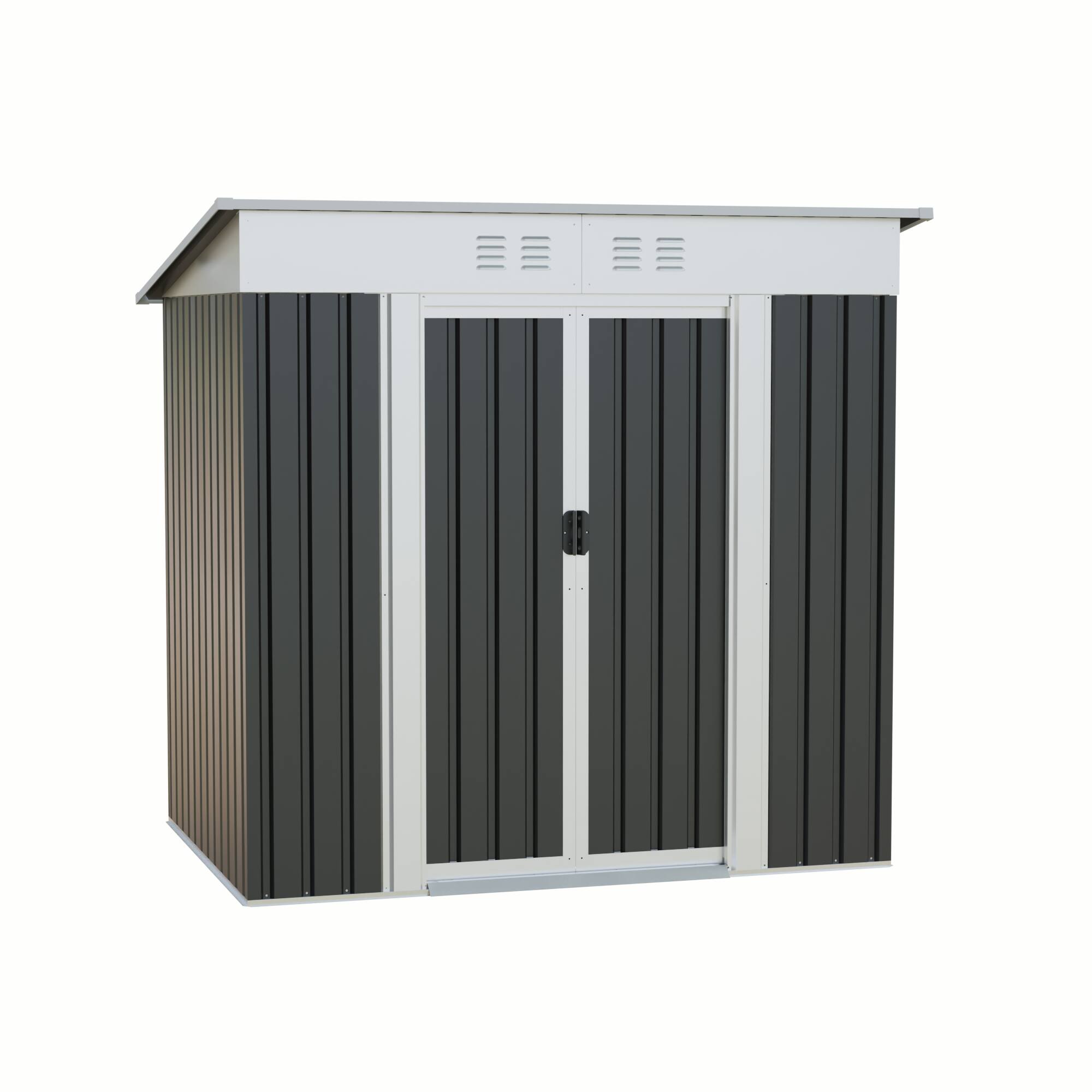 Alt View 1. Anysun - 6x4 FT Garden Shed for Patio – Outdoor Storage Shed with Metal Frame and Sliding Door, Galvanized Steel Construction - Grey.
