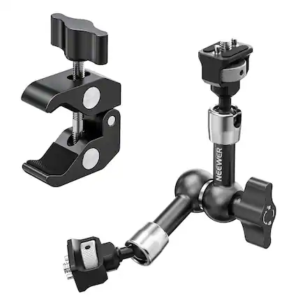Front. Neewer - 7" Magic Arm Clamp Mount with Super Clamp for Camera & Monitor - Black.