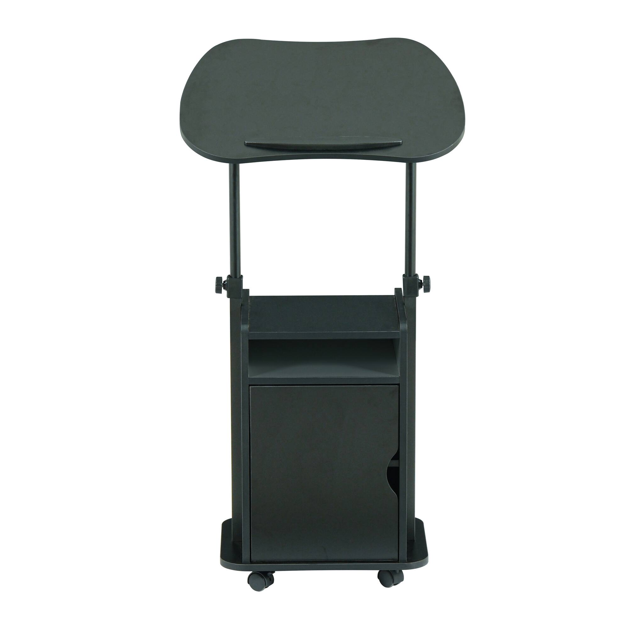 Alt View 5. GOODSILO - Adjustable Sit-to-Stand Rolling Laptop Cart with Concealed Storage and Mobile Workstation Design - Black.