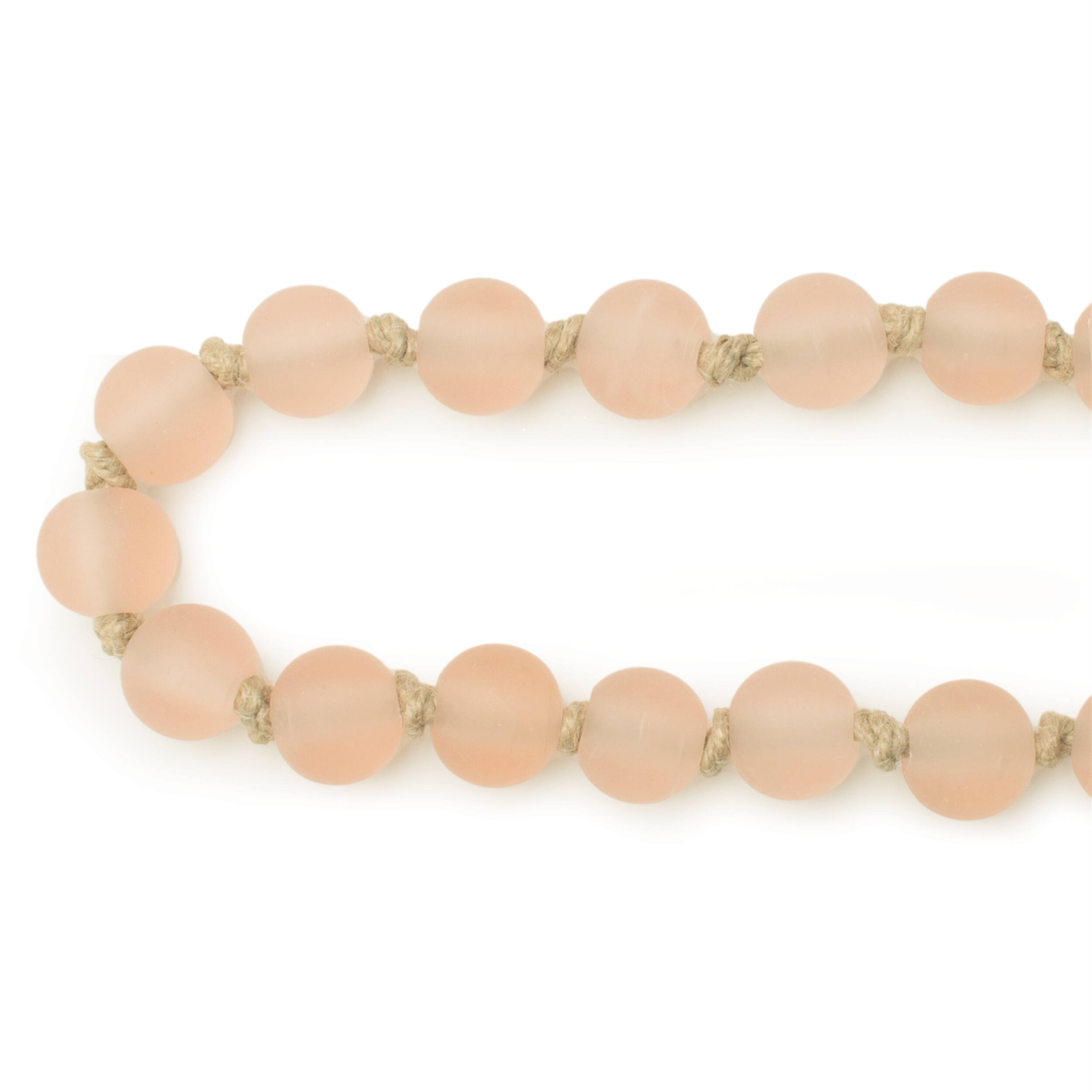 Angle. BreeBe - Frosted Glass Bead Garland (Set of 2) - Pink, Beige.