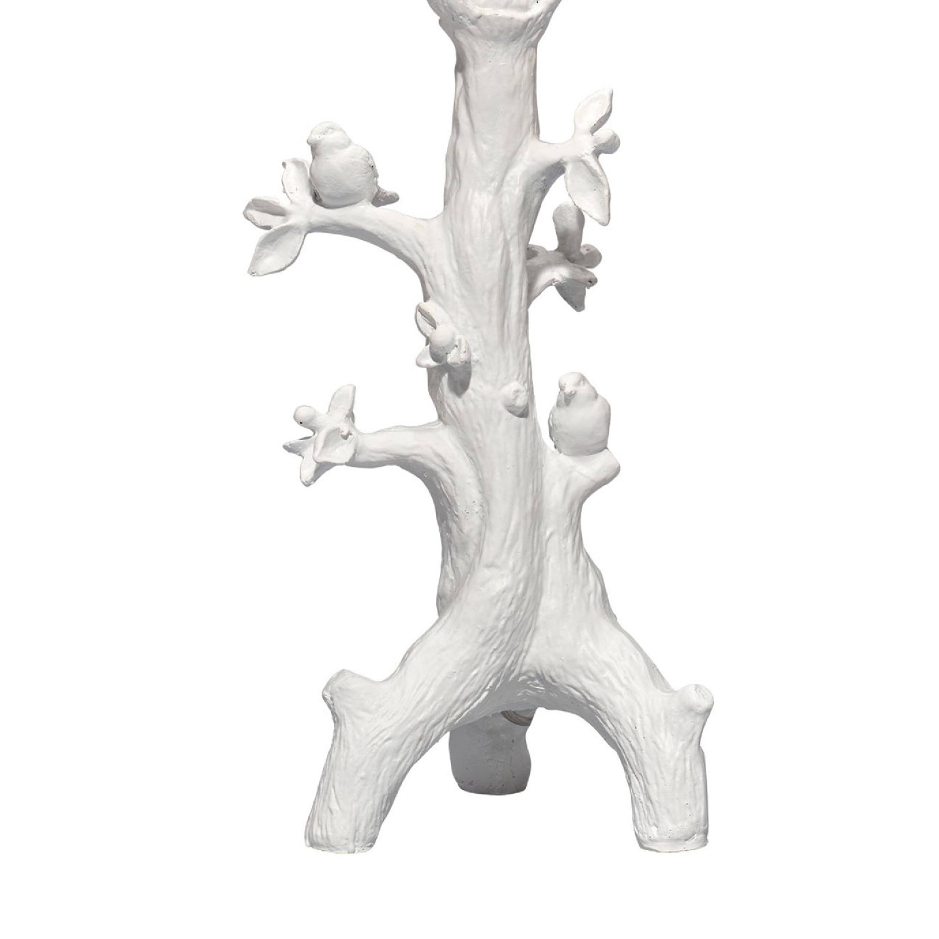 Back. Manhattan Lane - Sils Accent Table Lamp, Linen Shade, Trunk Resin Base 28 Inch - White, Silver.