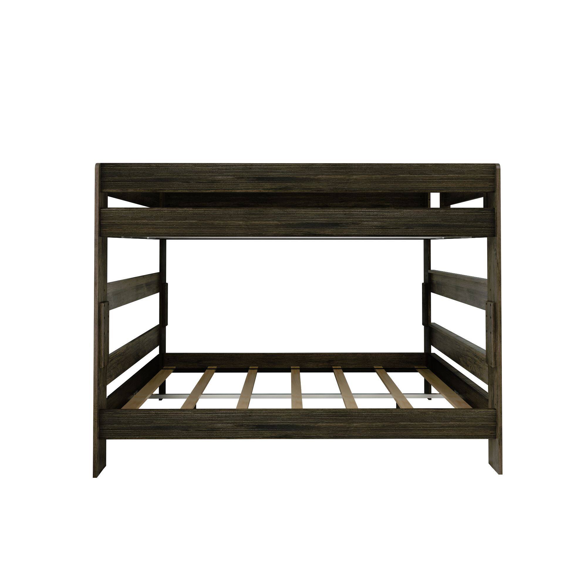 Alt View 3. Plank+Beam - Farmhouse Queen over Queen Bunk Bed, Barnwood Brown - Barnwood Brown.