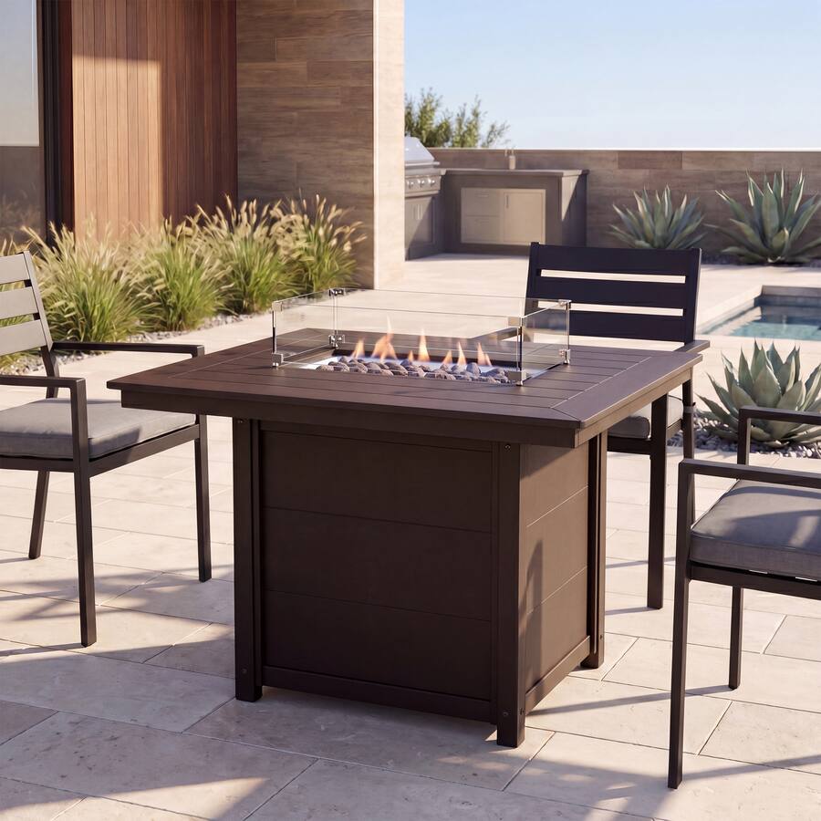 WestinTrends Helios 46" Modern Outdoor Patio Gas Propane Rectangular ...