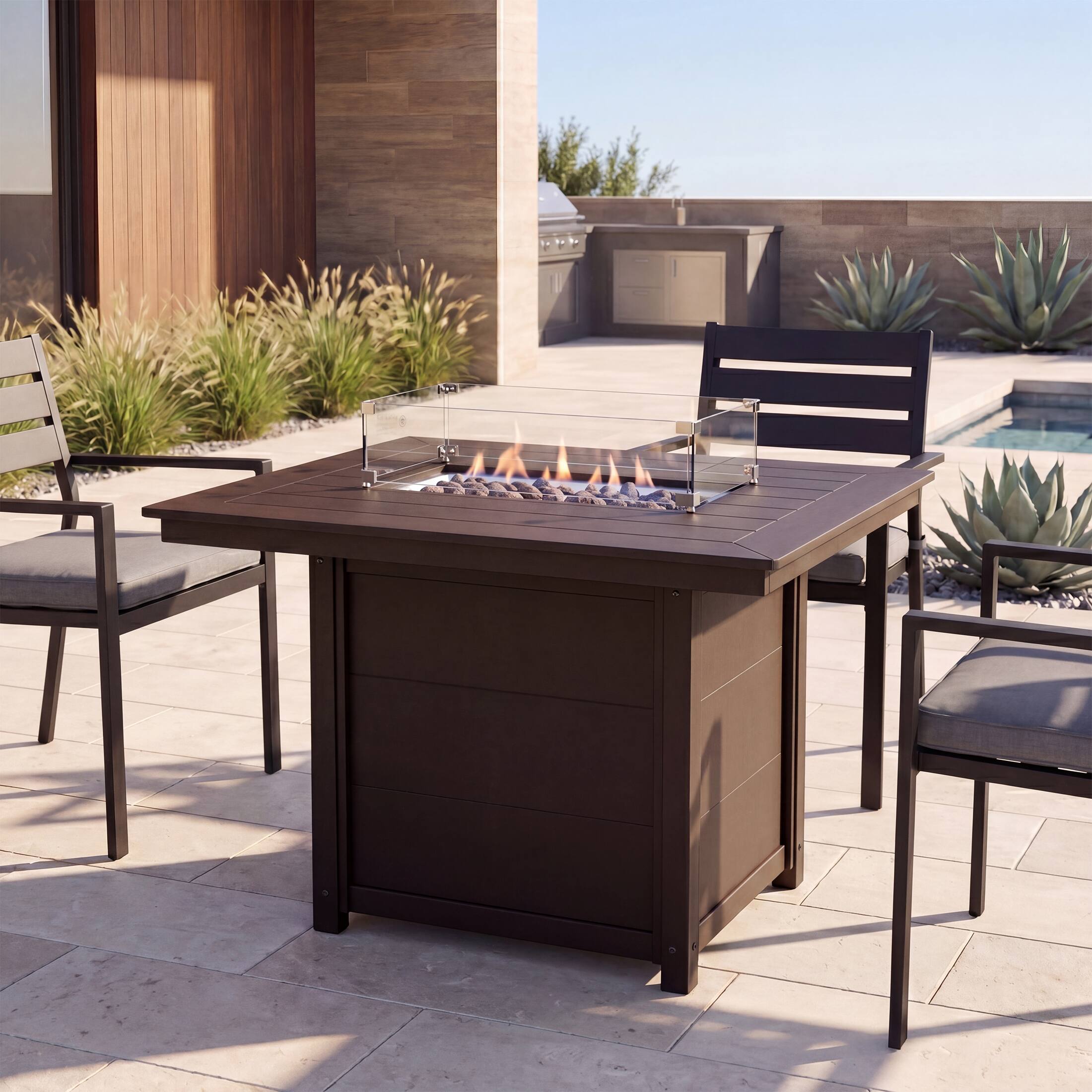WestinTrends Helios 46" Modern Outdoor Patio Gas Propane Rectangular ...