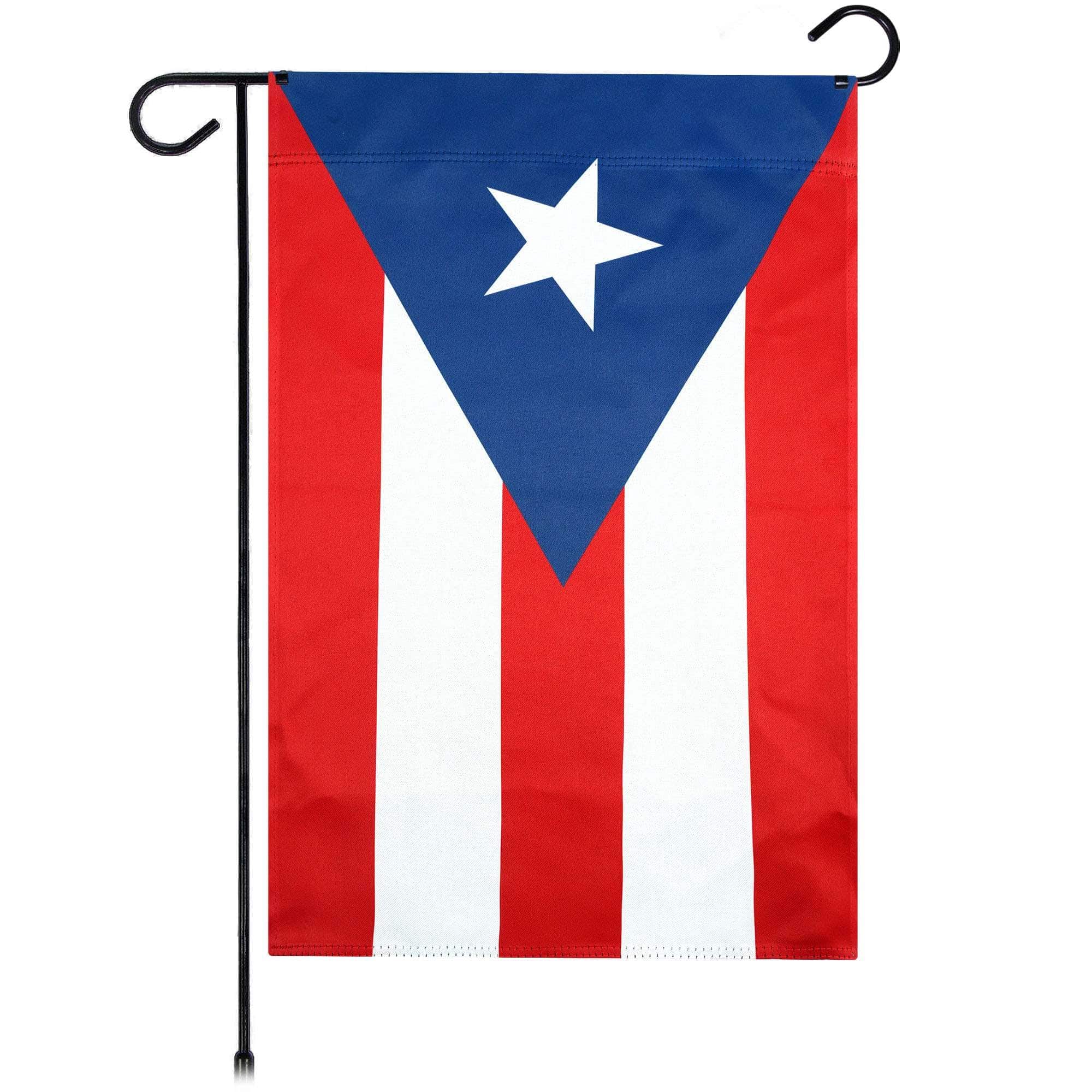 G128 - Puerto Rico Garden Flag Printed 12x18IN Double Sided Blockout Fabric - Red, Blue, White