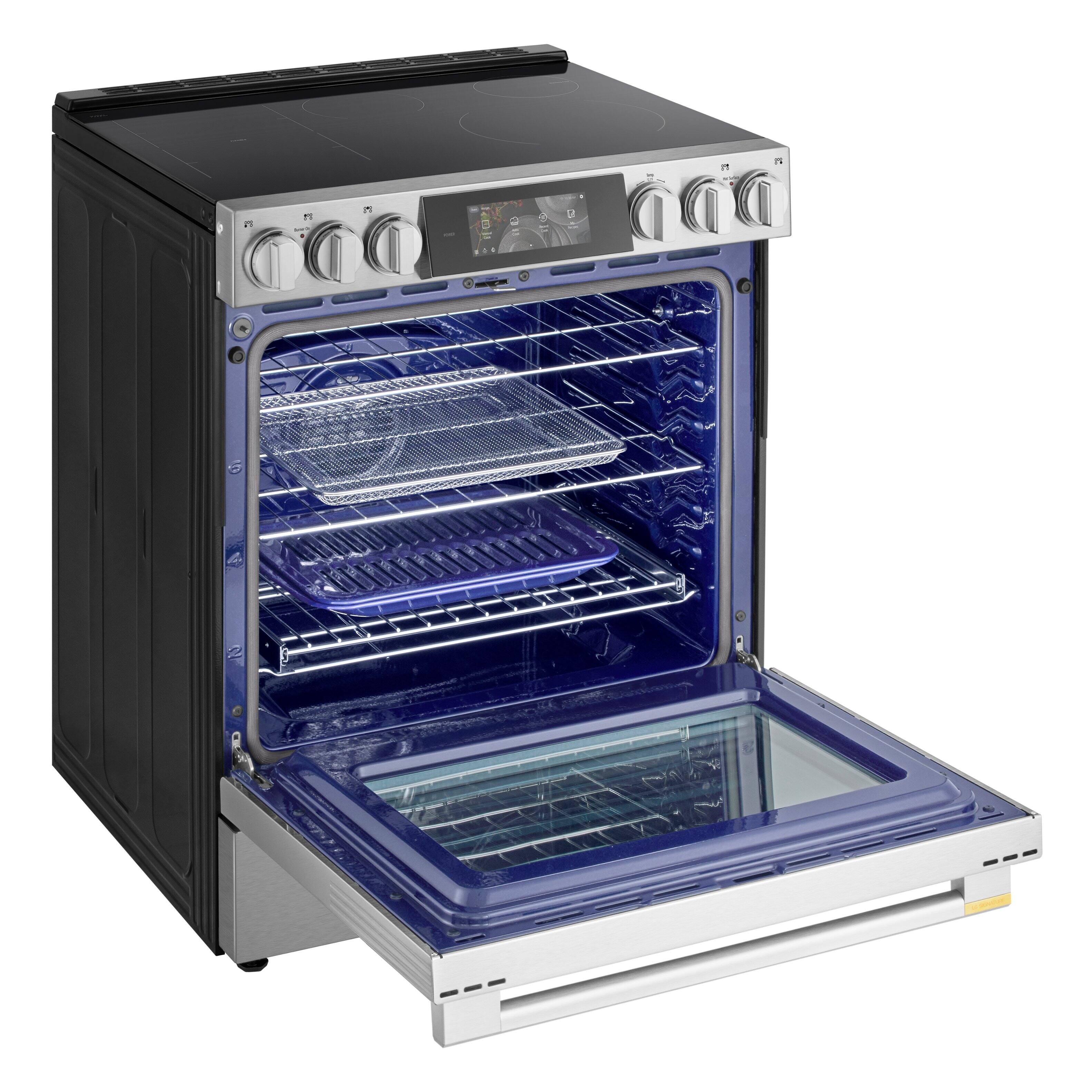 Alt View 13. LG - SIGNATURE 30” Slide-In Electric Induction True Convection Smart Range with Air Fry and AI Gourmet Camera - PrintProof Stainless Steel.