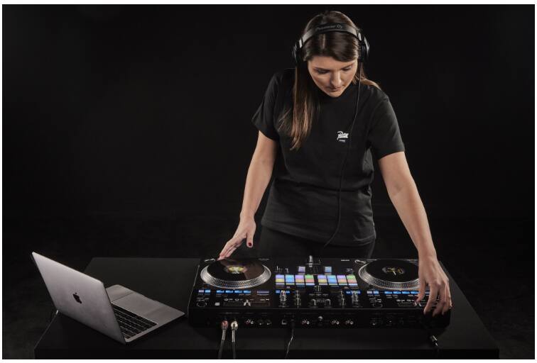 Alt View 2. Pioneer DJ - 2-Channel Professional DJ Controller with Battle-Style Layout, High-Resolution Jog Wheels, and Serato DJ Compatibility - Black.