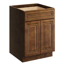 Boyel Living - 24 Inch Kitchen Base Cabinet with Solid Wood Door and Soft-Close Features - Dark Caramel