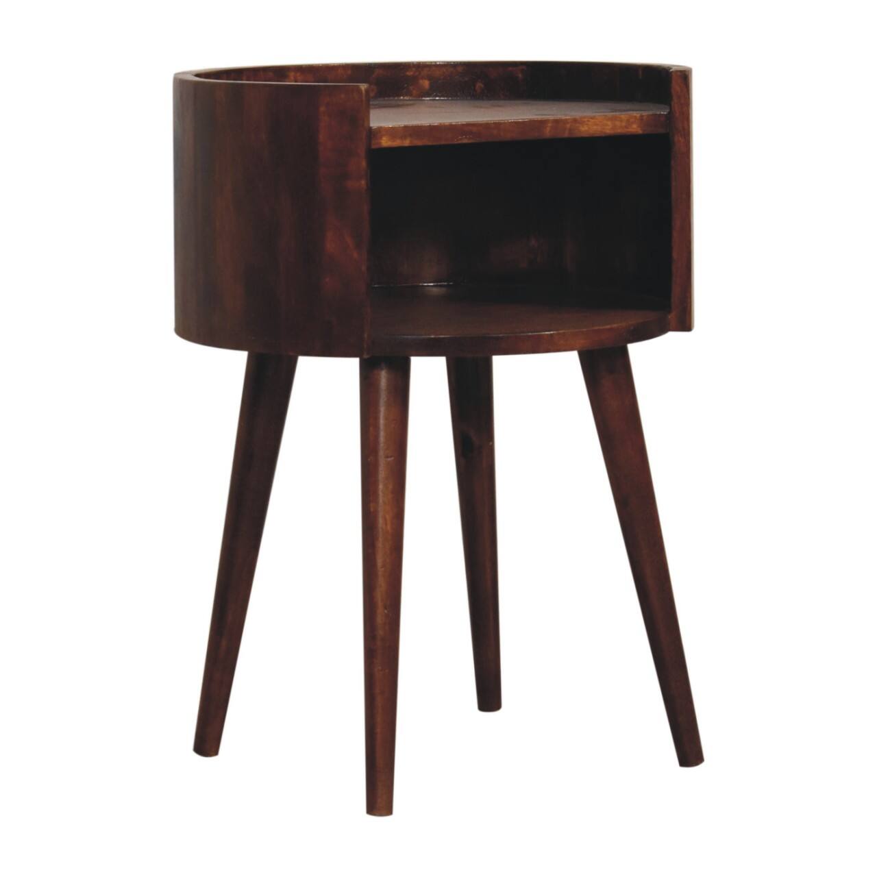Alt View 1. Artisan Furniture - Artisan Furniture Solid Wood Chestnut Round Open Slot Bedside, Brown - Brown.