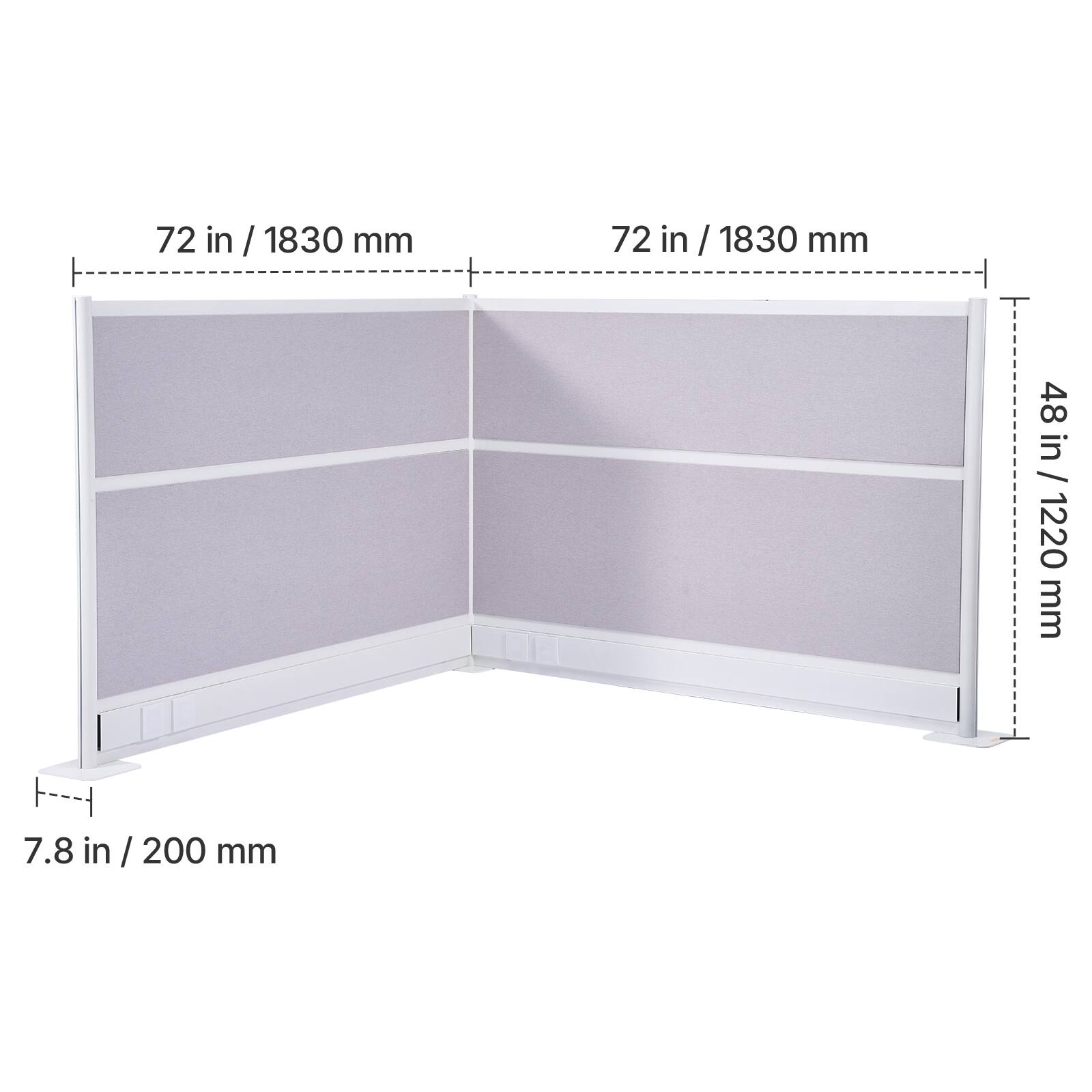 72 in / 1830 mm  
72 in / 1830 mm  
48 in / 1220 mm  
7.8 in / 200 mm
