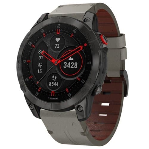 StrapsCo - Italian Leather Strap QuickFit 22 Watch Band For Garmin Epix Gen 2 (Extra Short) - Graphite