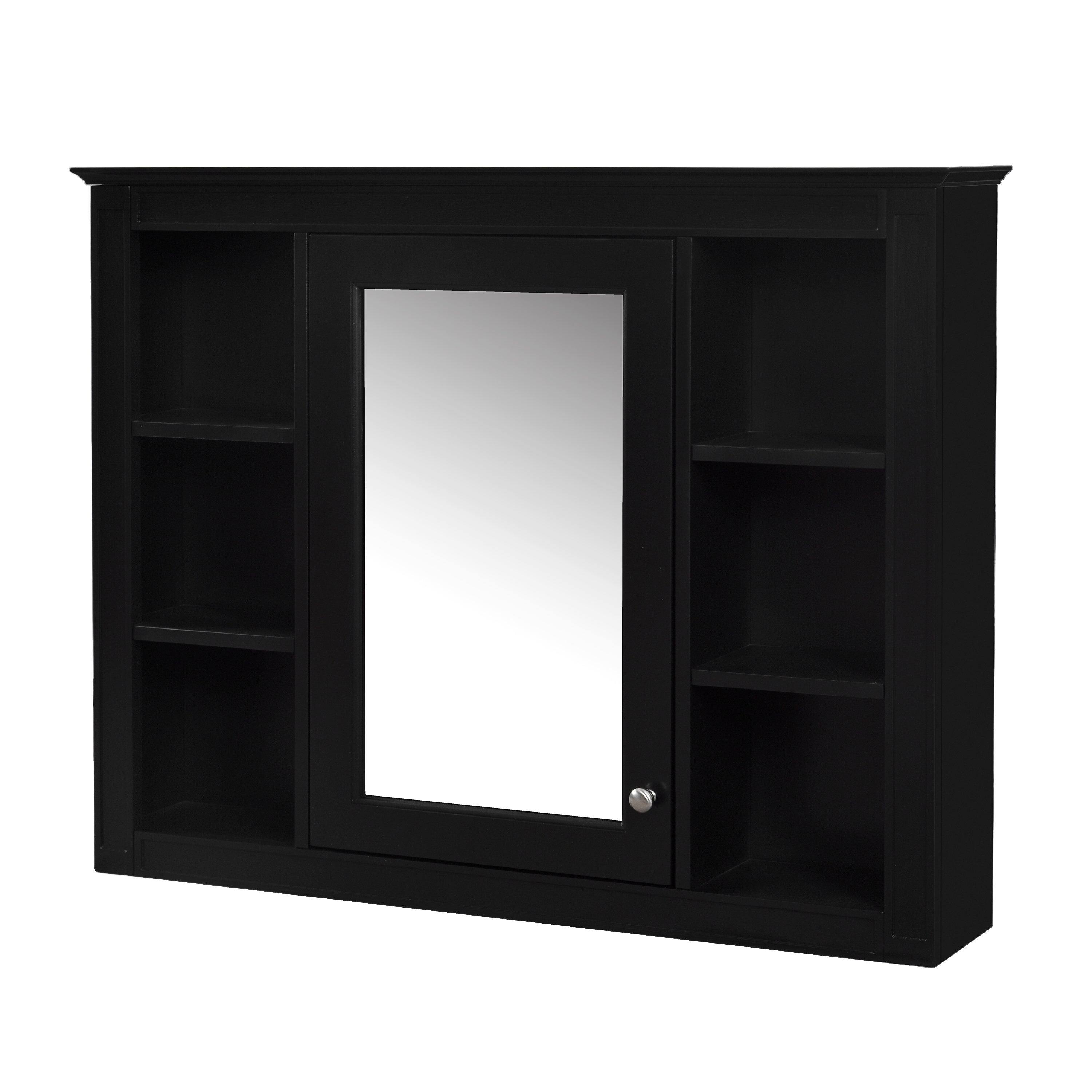 Alt View 10. Boyel Living - 36 Inch Bathroom Vanity Set with Mirror Cabinet Resin Sink 3 Drawers 2 Doors Black - Black.