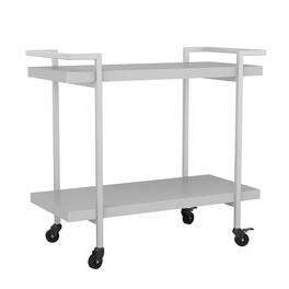 Martha Stewart - Liam Mobile 2 Tier Printer Cart with Side Storage - Gray/Brushed Nickel Frame