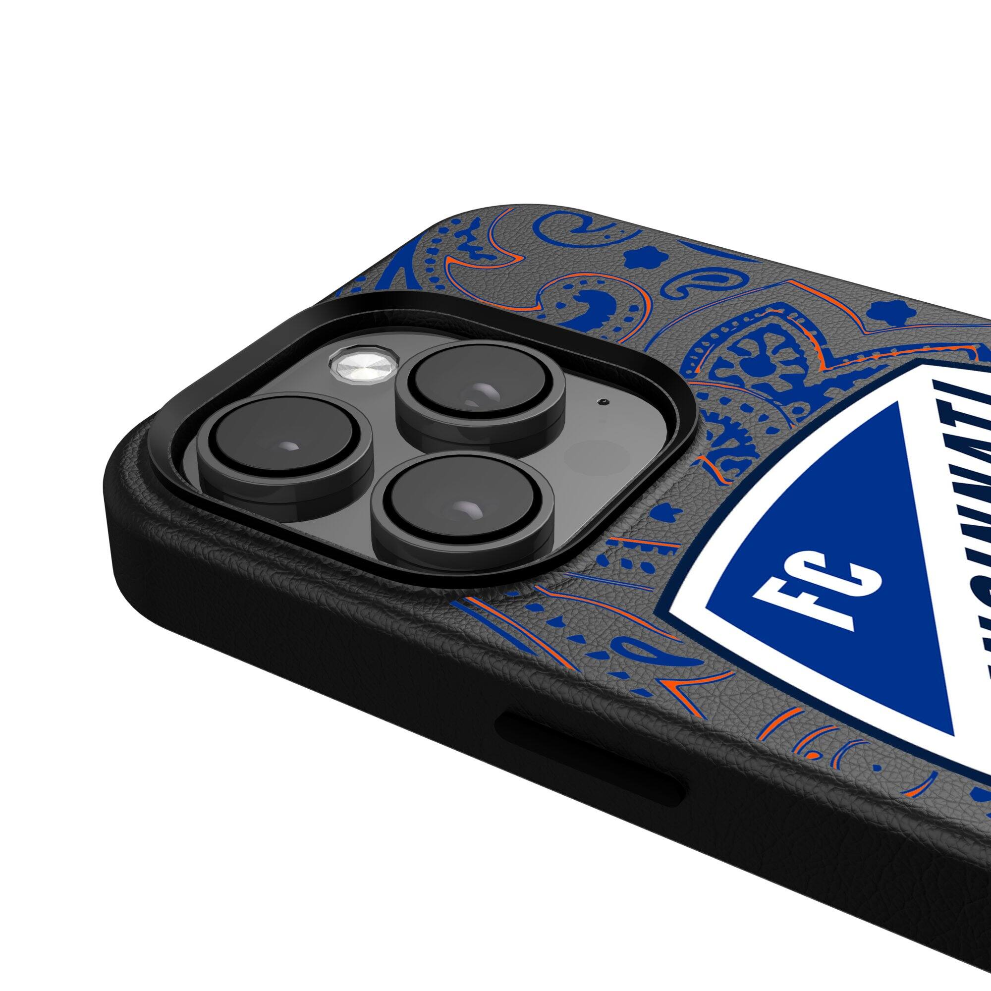 Alt View 3. Keyscaper - Black FC Cincinnati iPhone Magnetic Bump Case - 16 Pro Max - Black.