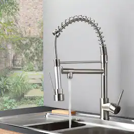 Ropilly - Pull Down Kitchen Faucet Single Handle Kitchen Faucet with Dual Spout - Brushed Nickel