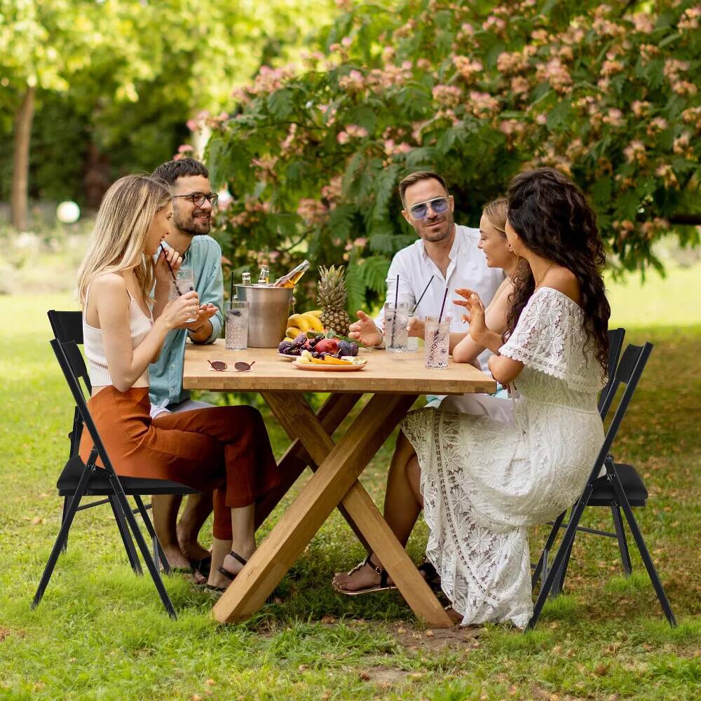 Alt View 5. SKONYON - 4 Pack Padded Folding Chairs with Double Hinges - Black.