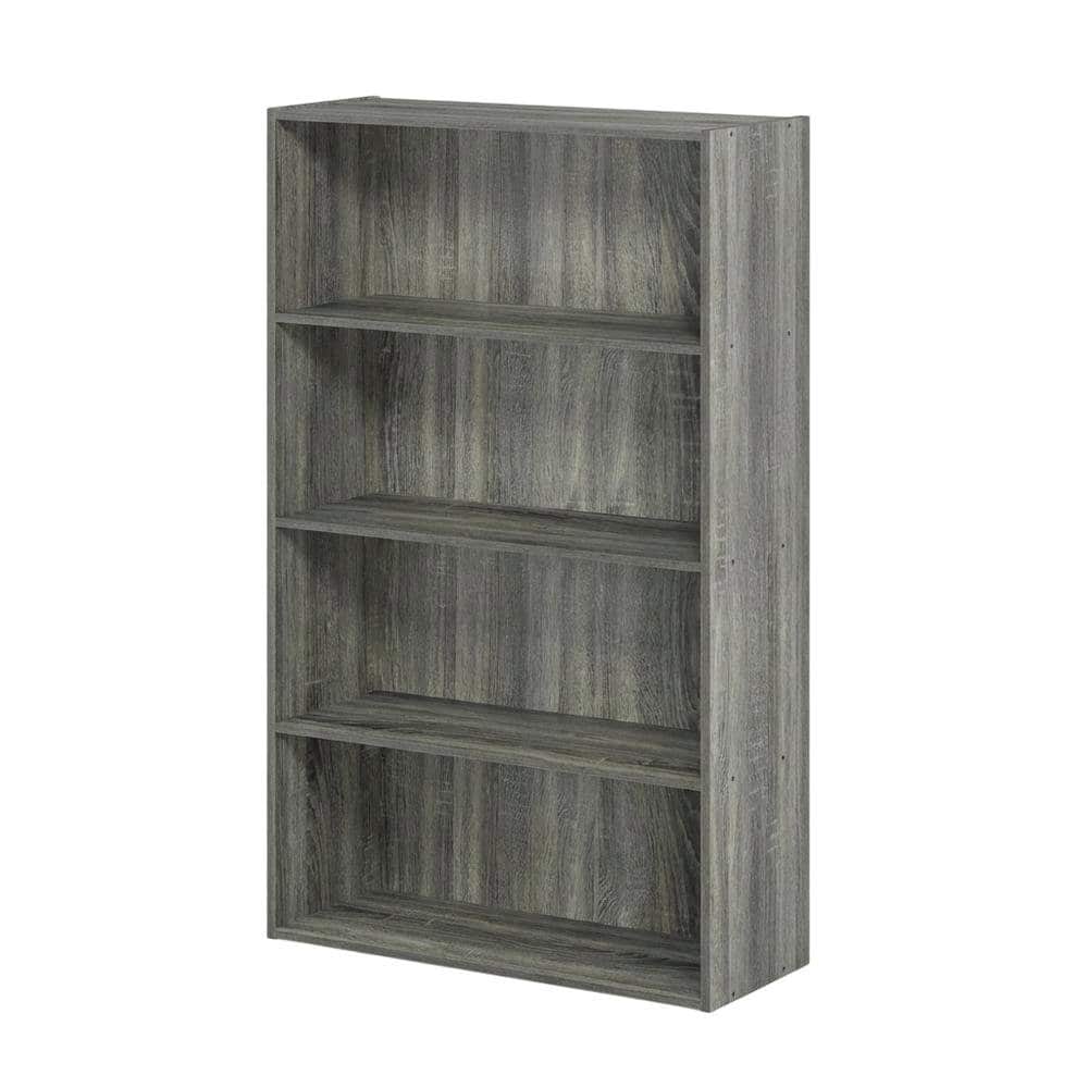 FurniFact - 4-Tier Open Shelf Bookcase with Engineered Wood Construction - French Oak Grey