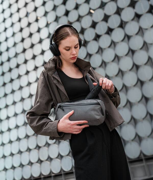 Alt View 6. ALPAKA - Lightweight Crossbody Sling Bag for Travel, Phone, Wallet & Passport, Momentum Sling, Weather-Resistant - Axodyne hybrid Grey.