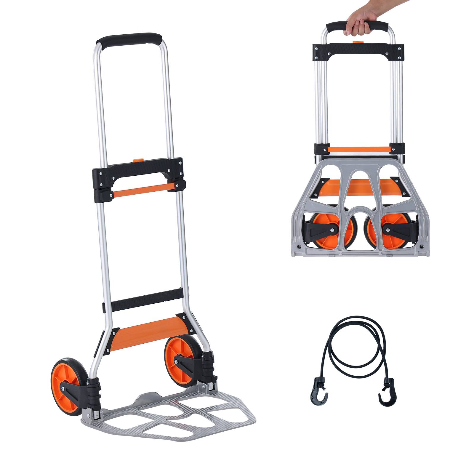 Front. VEVOR - Folding Hand Truck,275 lbs Load Capacity,Aluminum Portable Cart,Convertible Hand Truck and Dolly with Telescoping Handle - Silver.