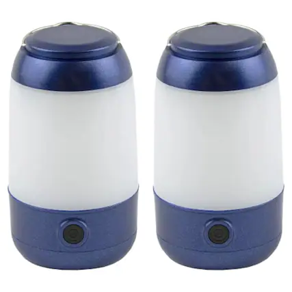 Front. Stock Preferred - Rechargeable LED Camping Lantern Set with Flashlight - Blue.