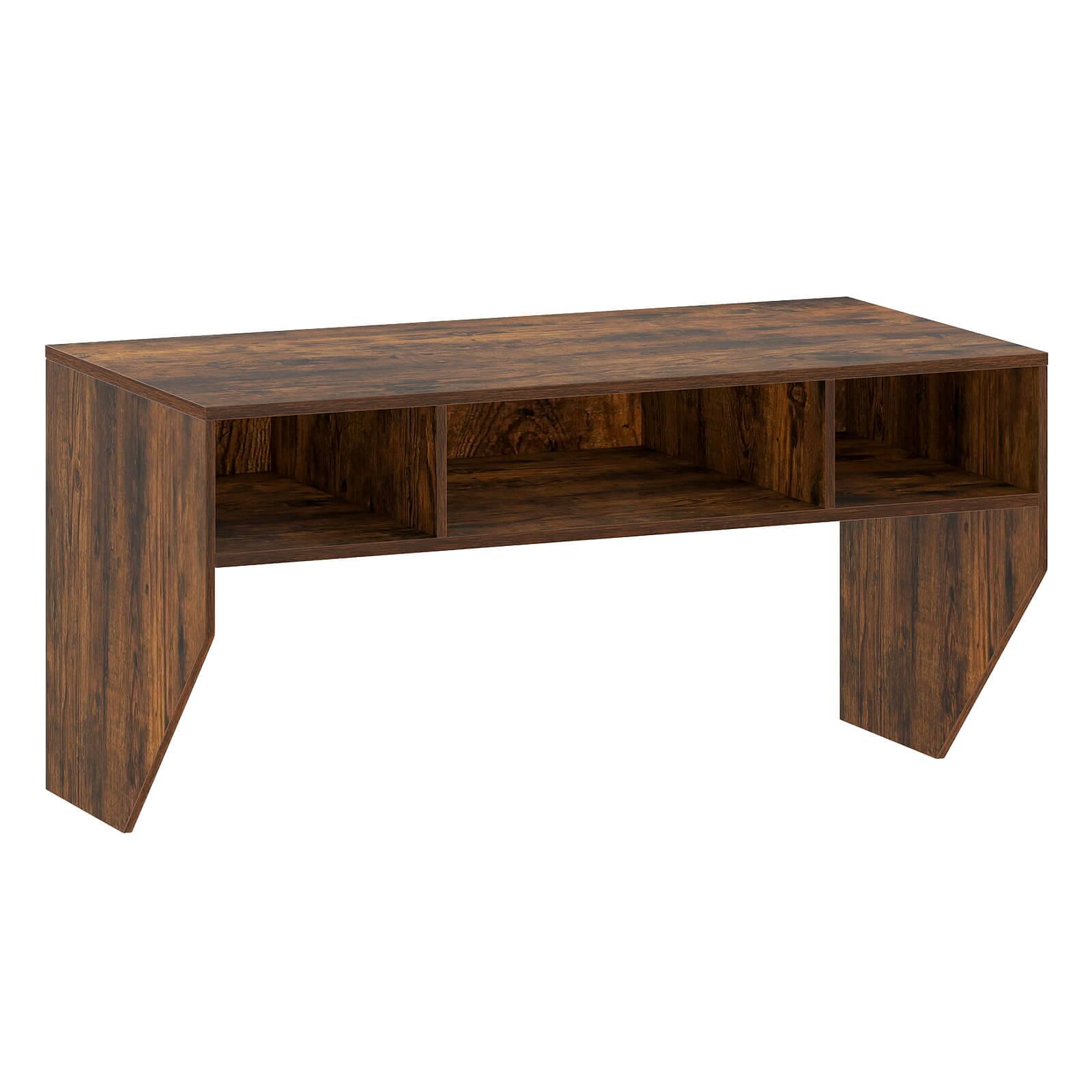 Alt View 9. Costway - Costway Wall-Mounted Computer Desk Home Office Floating Study Table with Spacious Tabletop - Rustic Brown.