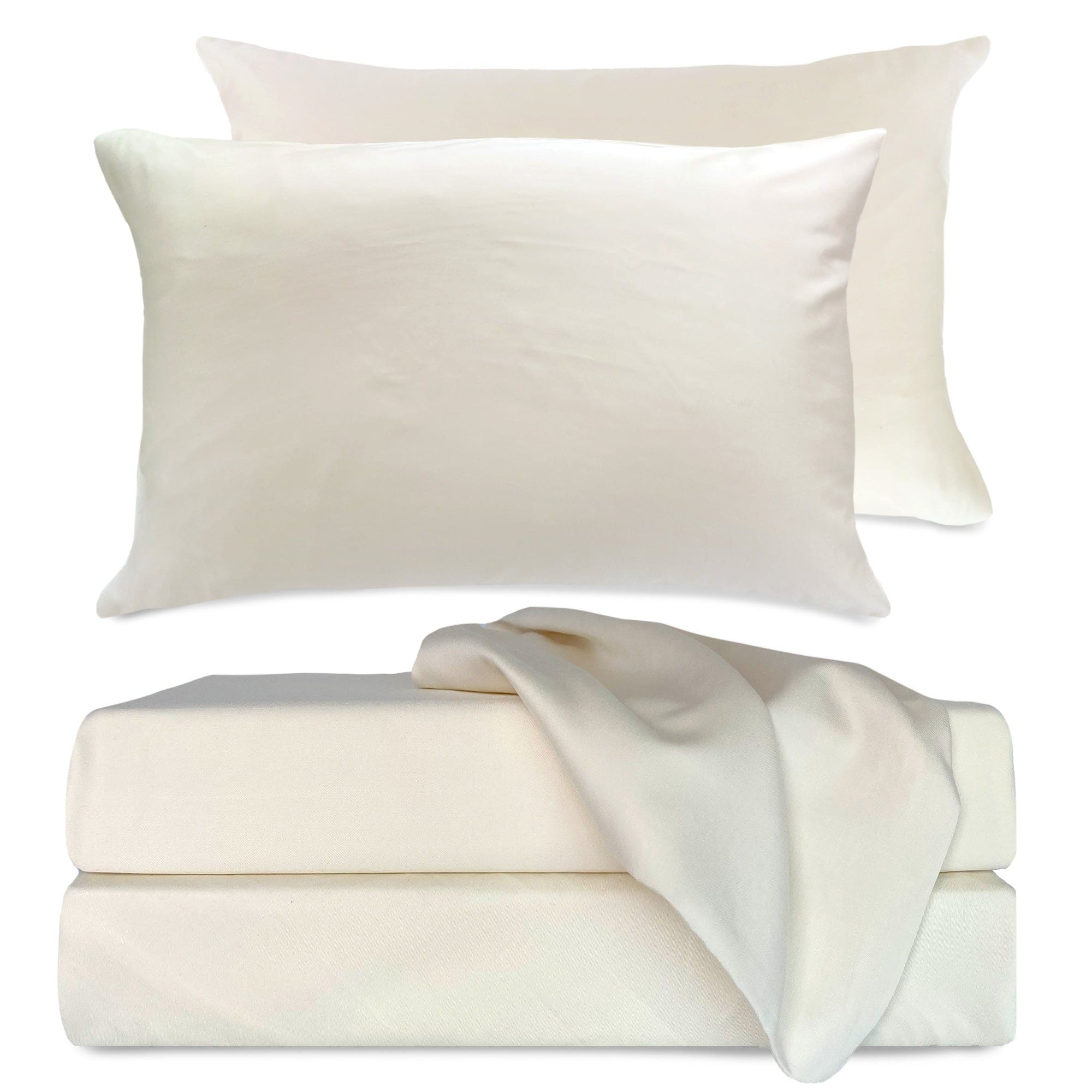 Front. BedVoyage - Sheet Set - 100% Viscose from Bamboo - Cooling & Lightweight - Beige.
