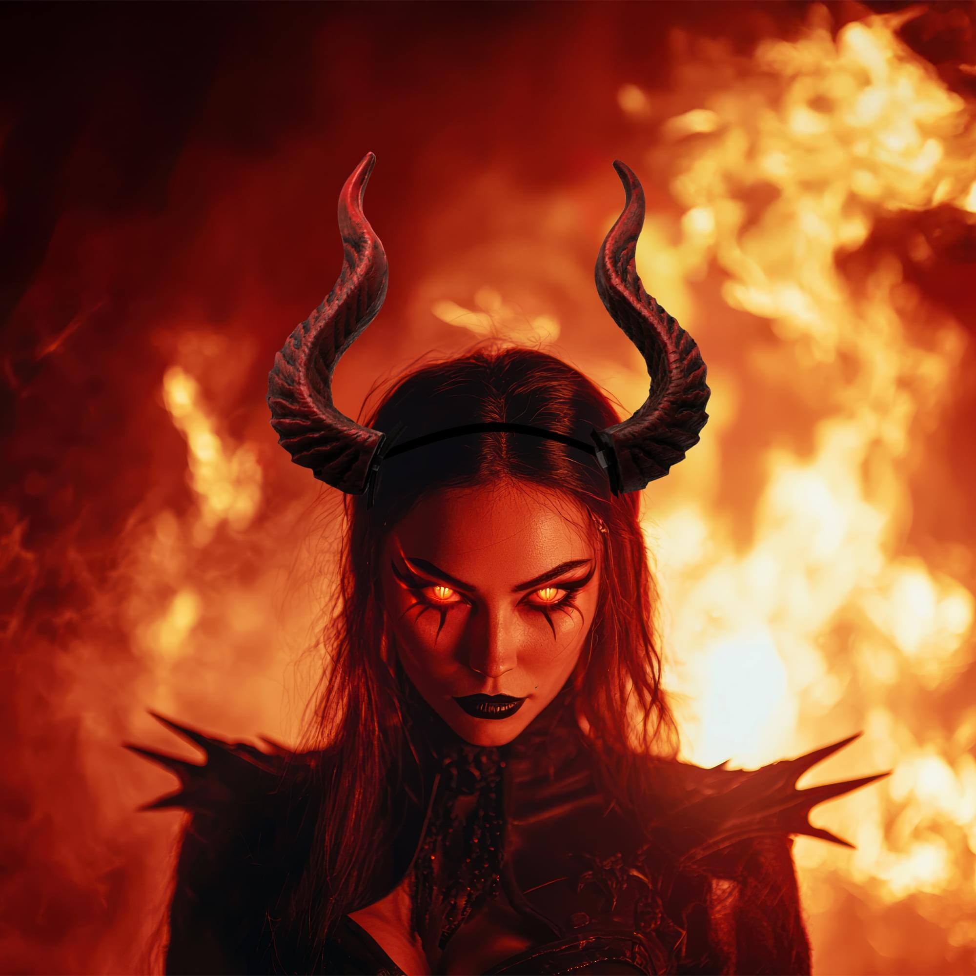 Alt View 10. Underwraps - Red Devil Horns Foam Adult Costume Headband - Red.