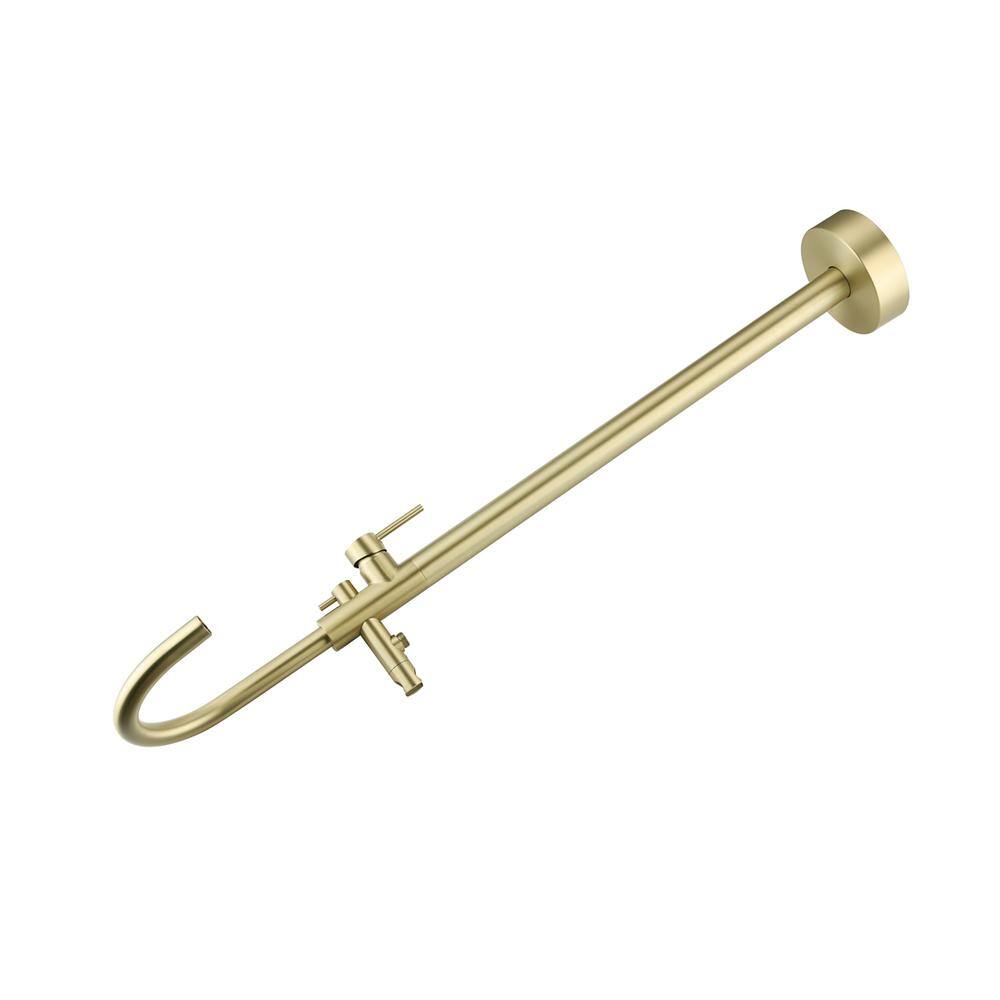 Alt View 2. Elegant Kitchen and Bath - Steven Floor Mounted Roman Tub Faucet with Handshower in Brushed Gold - Brushed Gold.