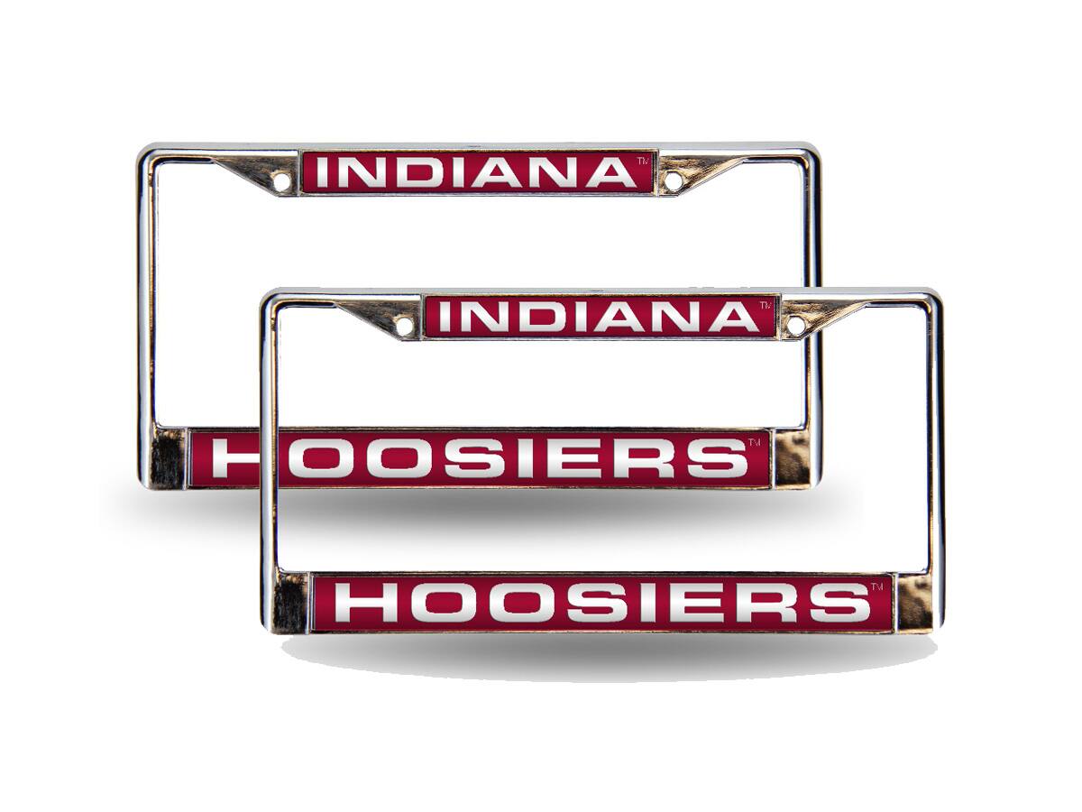Indiana Hoosiers Chrome Metal (Set of 2) Laser Cut License Plate Frames