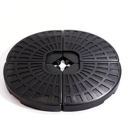 Mondawe - Patio Umbrella Base with 4-Panel Refillable Water or Sand Design (220 lbs), Weatherproof HDPE and Metal Lock Hooks - Black