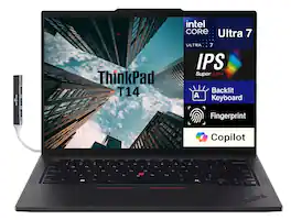 Lenovo - ThinkPad T14 Laptop 14.0 WUXGA (Intel Ultra 7-255U, 32GB DDR5, 1TB PCIe SSD, Win 11 Pro) w/USB Hub - Black