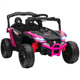 Qaba - Kids Ride On Truck, Battery Powered Electric UTV Vehicle with Rear Suspension - Pink
