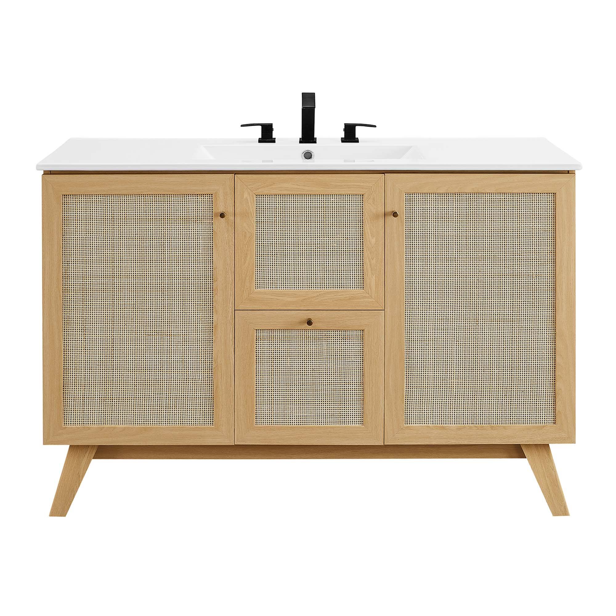 Alt View 8. Modway - Soma Bathroom Vanity with White Basin Included by Modway - Oak White.