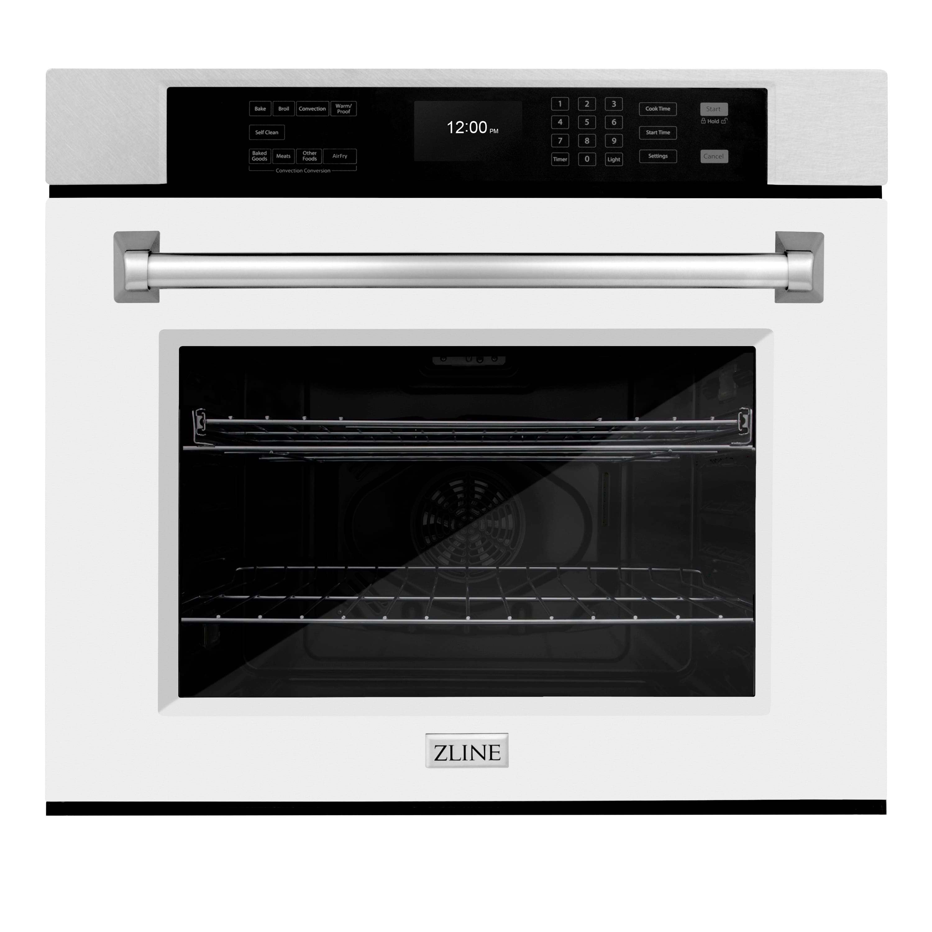 ZLINE - 30 in. True Convection Wall Oven w/ Air Fry w/ White Door - Satin Stainless Steel - Front_Zoom