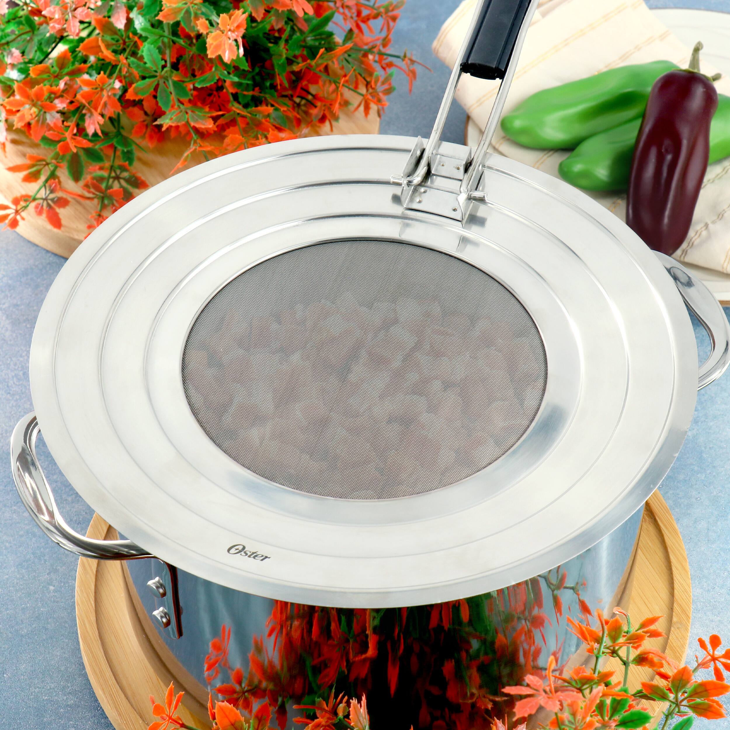 Alt View 4. Oster - Oster Baldwyn 12 Inch Round Stainless Steel Splatter Guard with Foldable Handle - Silver.