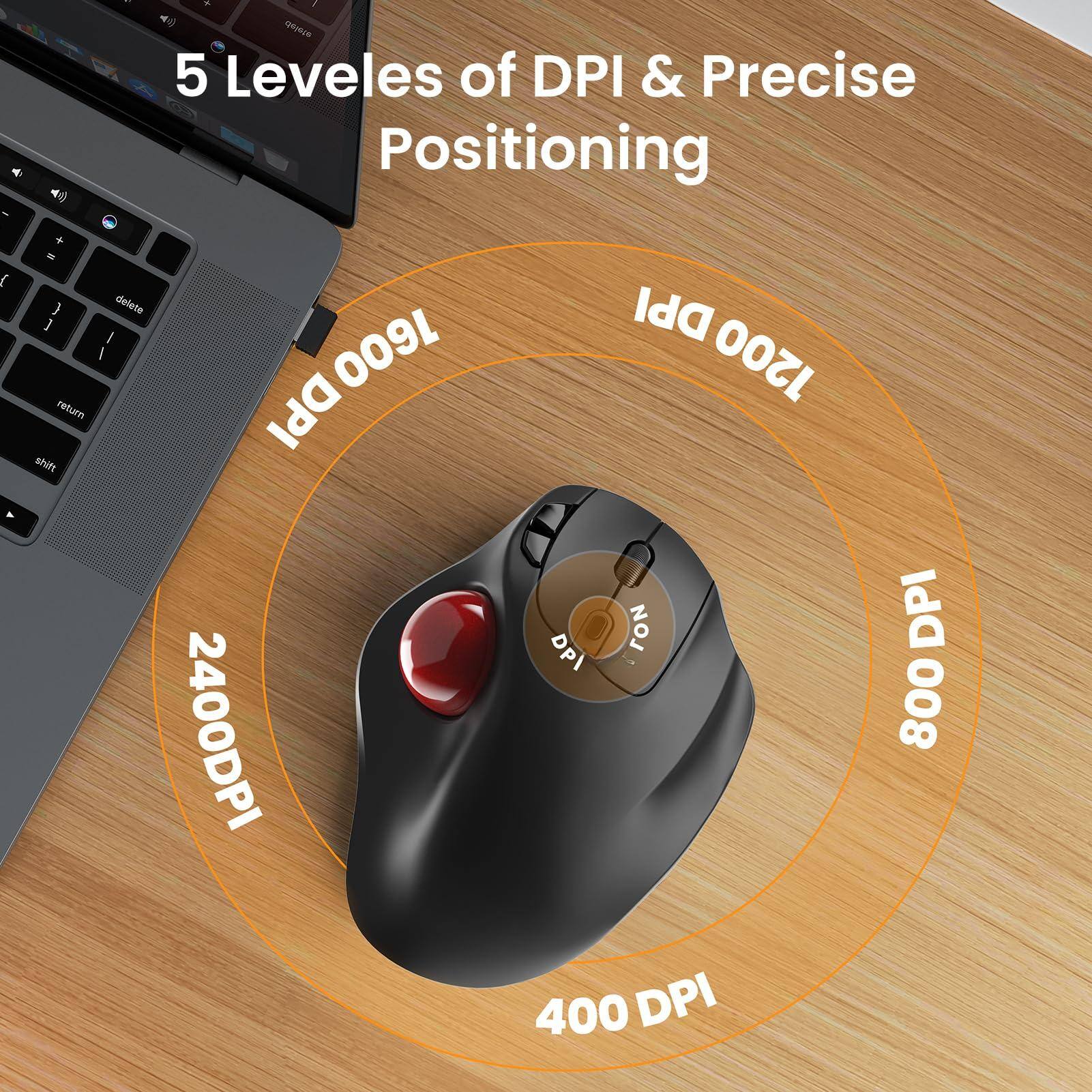 5 Levels of DPI & Precise Positioning

- 400 DPI
- 800 DPI
- 1200 DPI
- 1600 DPI
- 2400 DPI