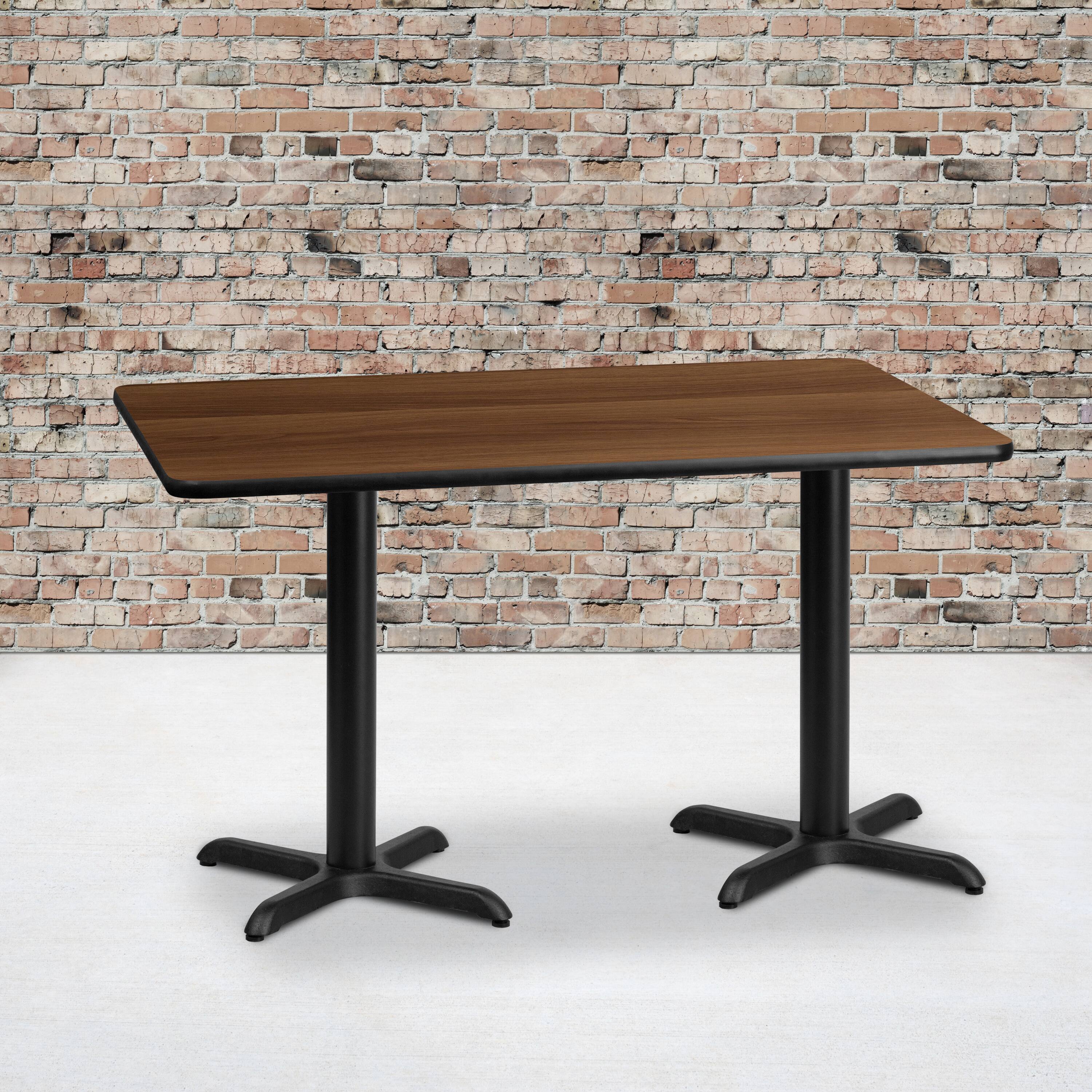 Alt View 1. Emma + Oliver - 30"x60" Rectangular Laminate Table with 22"x22" Table Height Bases - Walnut.