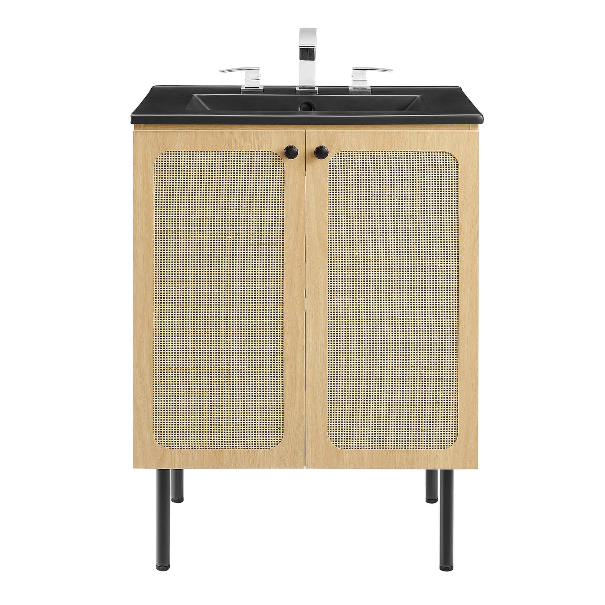 Alt View 7. Modway - Chaucer Bathroom Vanity with Black Basin Included by Modway - Oak Black.