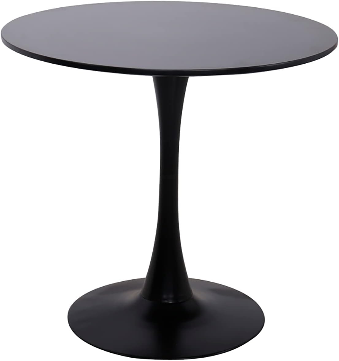 Angle. PexFix - 31.5" Minimalist Round Dining Table, Space-Saving Coffee Table for Kitchen & Living Room - Black.