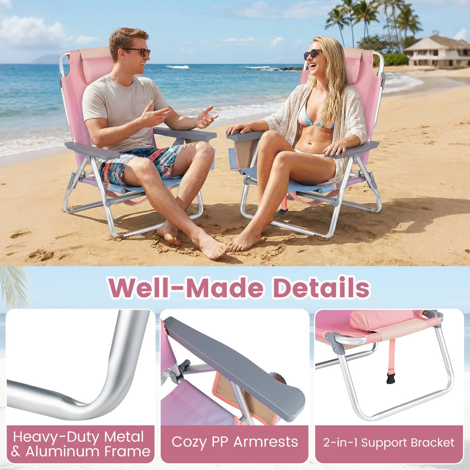 Well-Made Details

Heavy-Duty Metal & Aluminum Frame

Cozy PP Armrests

2-in-1 Support Bracket