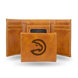 Rico Industries - Atlanta Hawks NBA Laser Engraved Brown Trifold Wallet - Multi