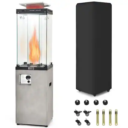 Front. Mondawe - 41,000 BTU Propane Patio Heater with Metal Hood - Gray.