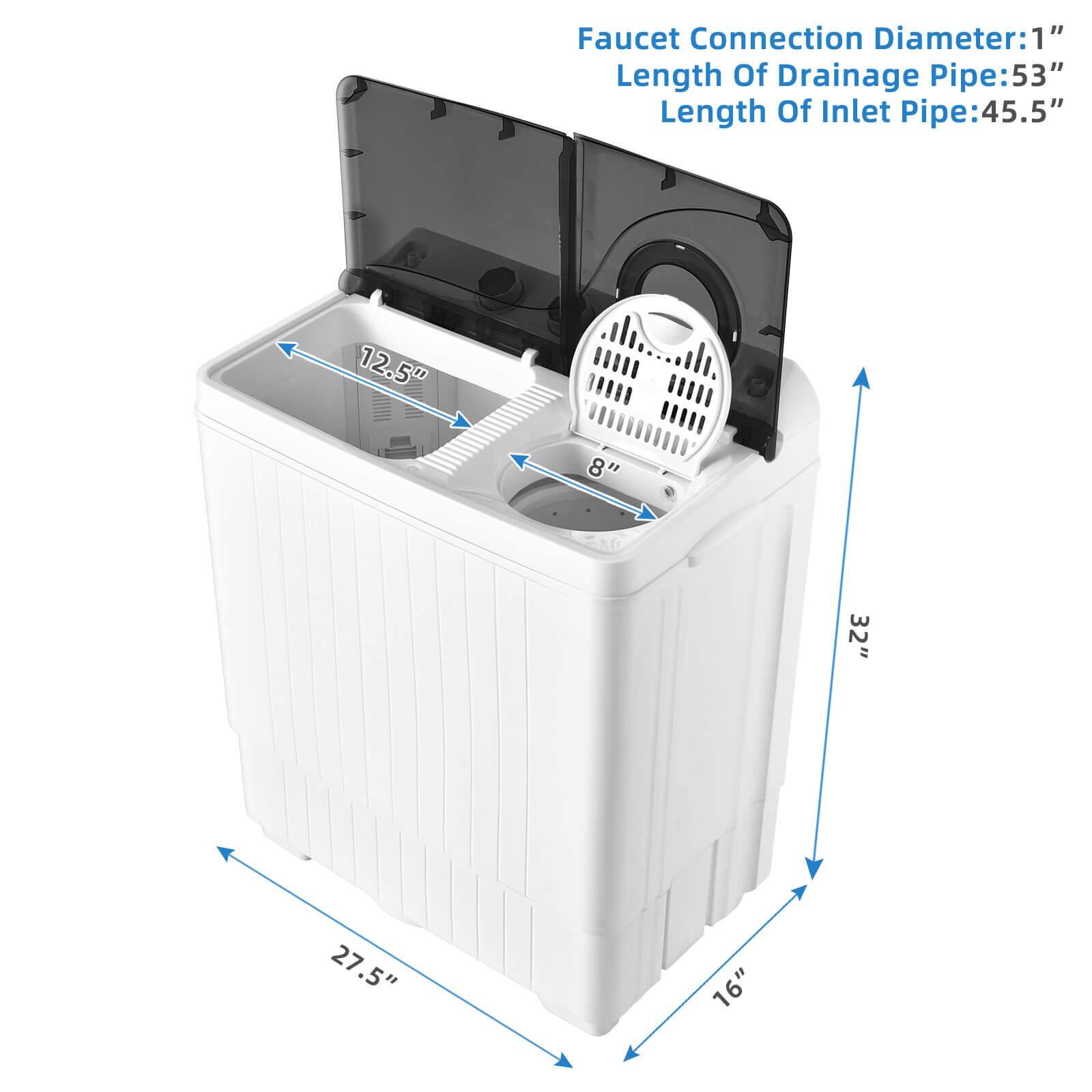 Faucet Connection Diameter: 1"  
Length Of Drainage Pipe: 53"  
Length Of Inlet Pipe: 45.5"  

Dimensions:  
- Width: 12.5"  
- Depth: 8"  
- Height: 32"  
- Overall Height: 27.5"  
- Overall Width: 16"