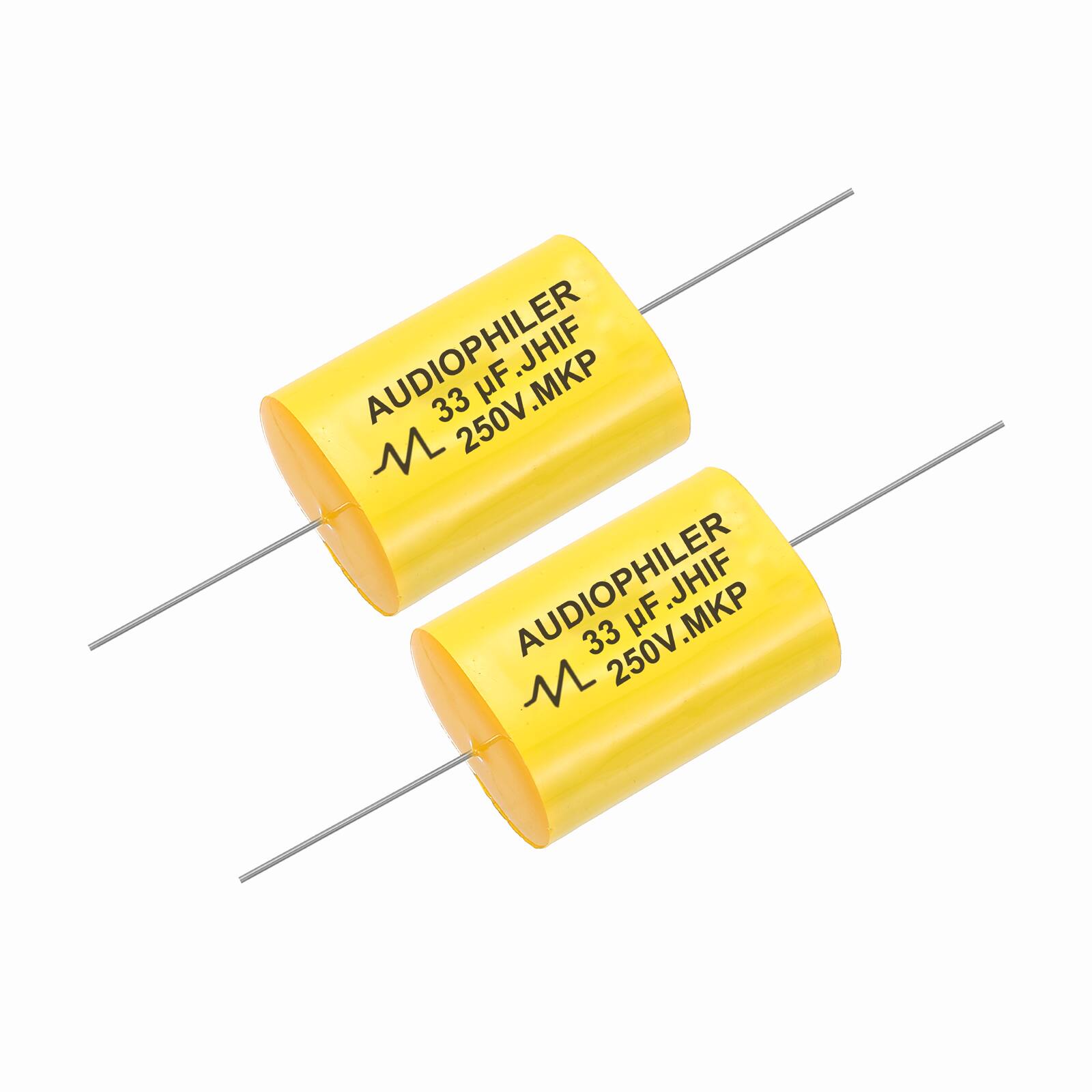 Unique Bargains - 2pcs 33uF High-Frequency Divider Capacitor, 275V Audio Speaker Crossover Non-Polarity Polypropylene MKP Film Capacitors - Yellow price history on PriceWatchPro