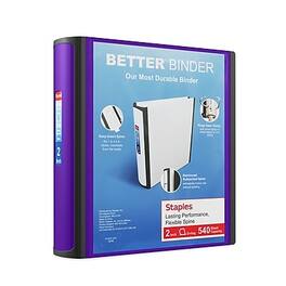 Staples - 2" 3-Ring Better Binder, D-Ring - Purple